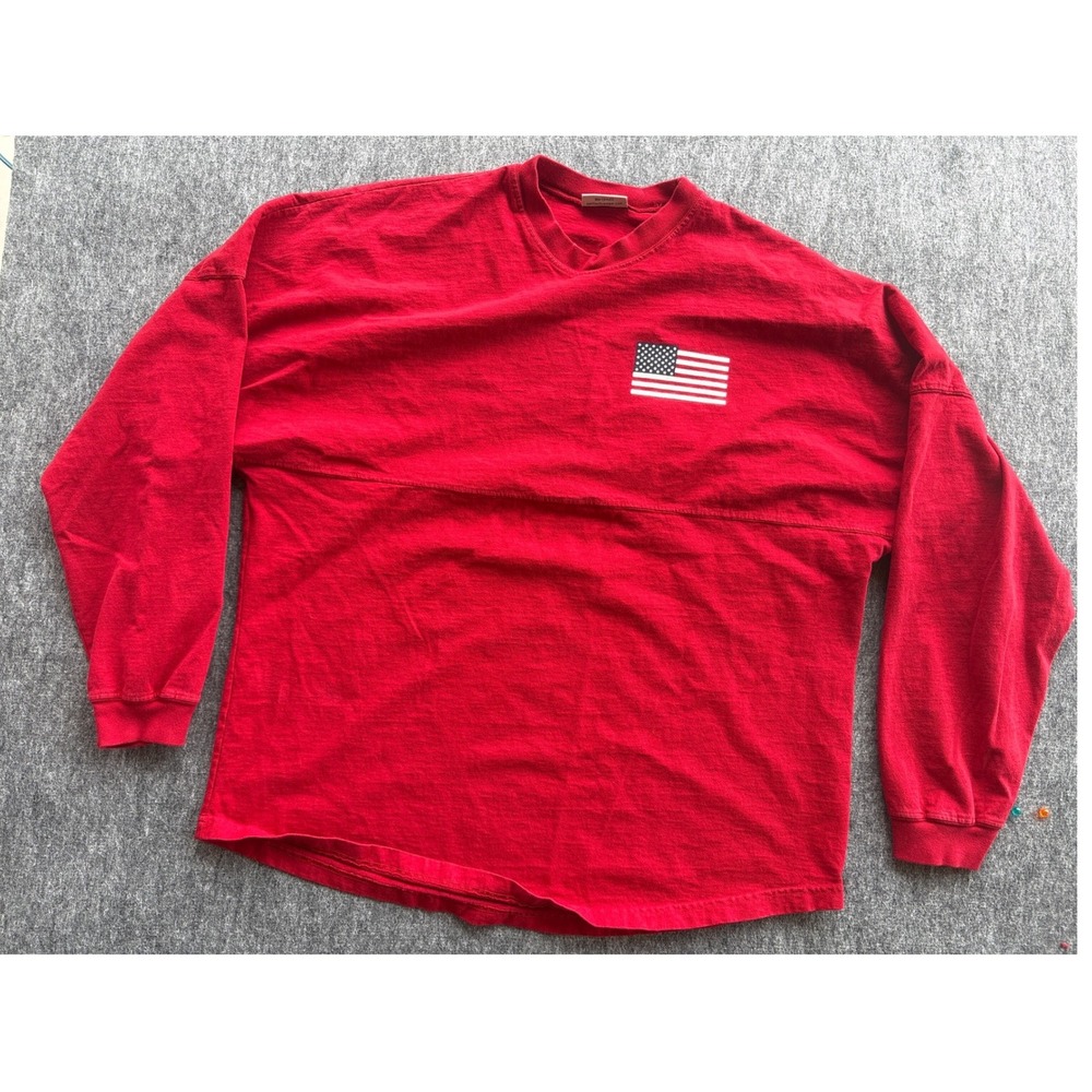Spirit Jersey Mens XXL Red America Land of the Free USA Flag Long Sleeve Shirt